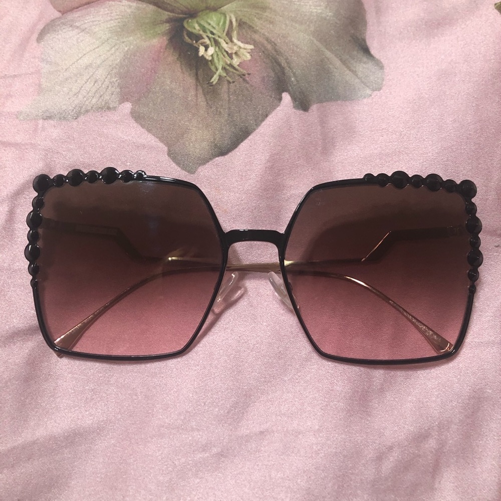 Authentic Fendi Oversized Embellished Sunglasses